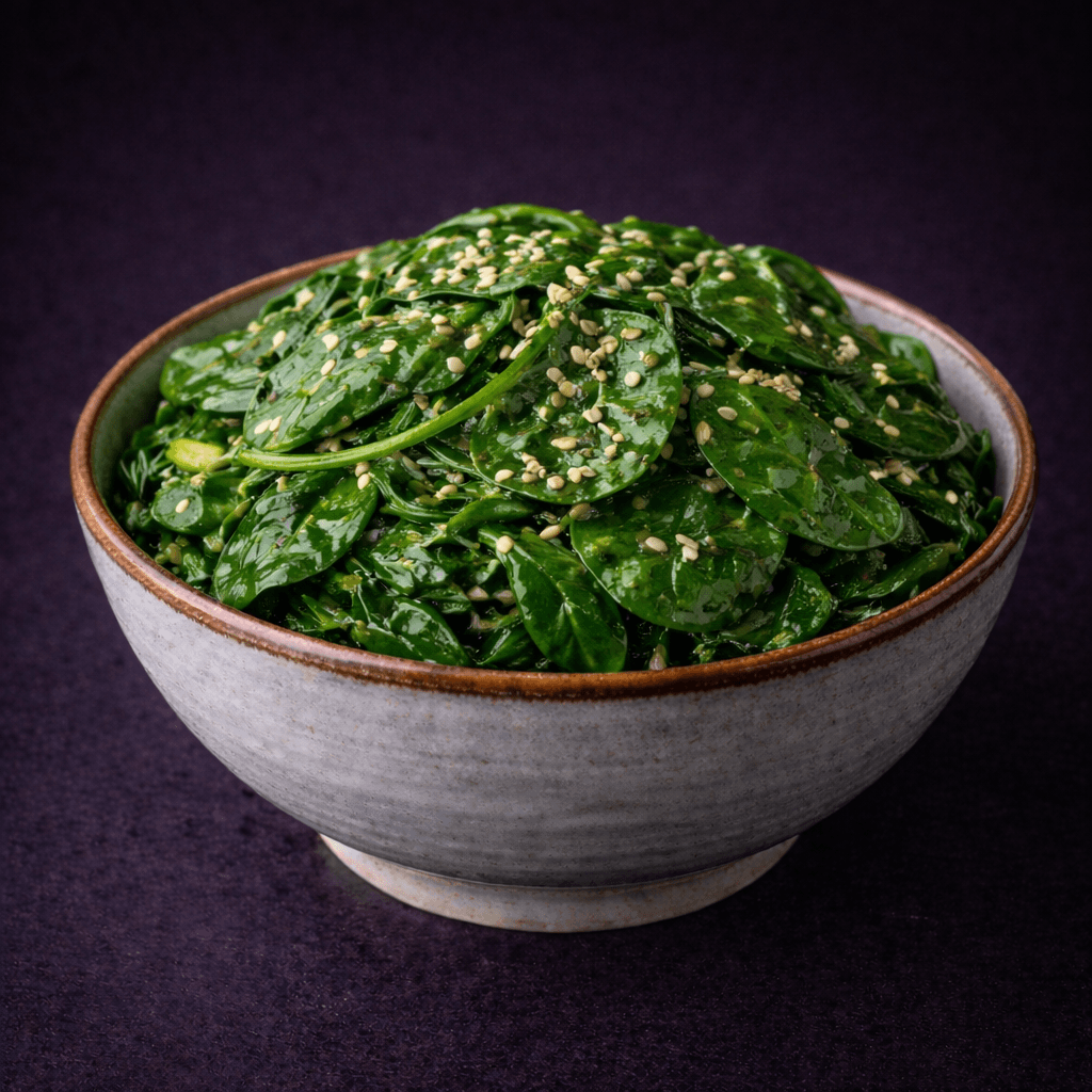 Pousses d’épinards au sésame japonais